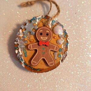 Gingerbread Man Snowflake Christmas Ornament New
